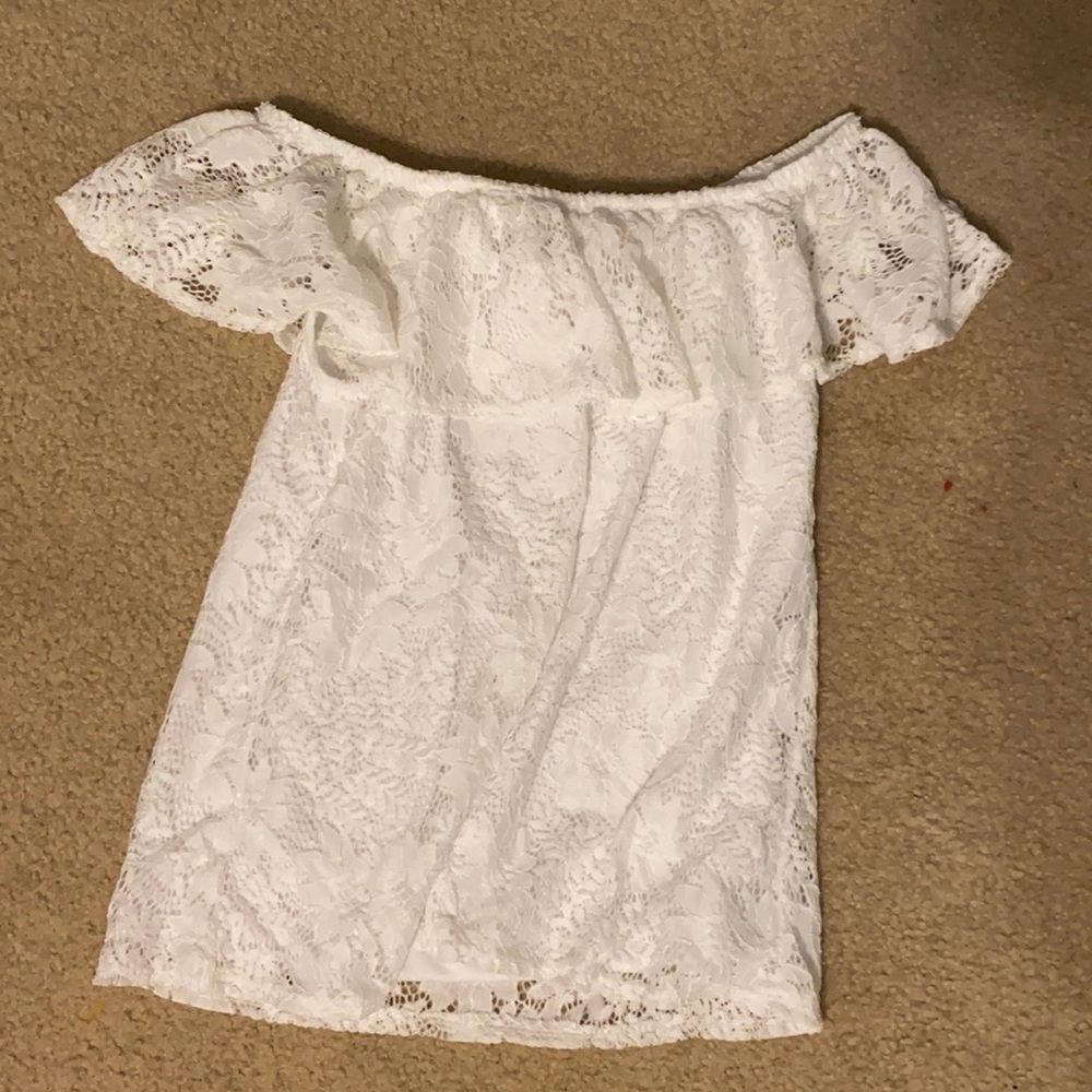 Shoulder white lace top